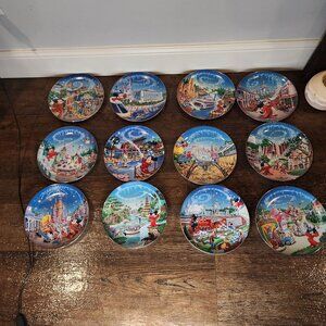 VINTAGE Disney World's 25th Anniversary Bradford Exchange COMPLETE SET 12 PLATES